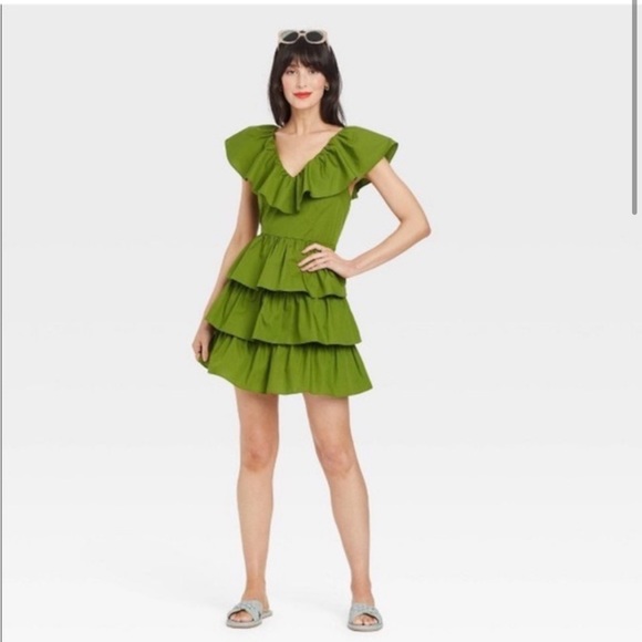 a new day Dresses & Skirts - A New Day Green Ruffle Mini Dress